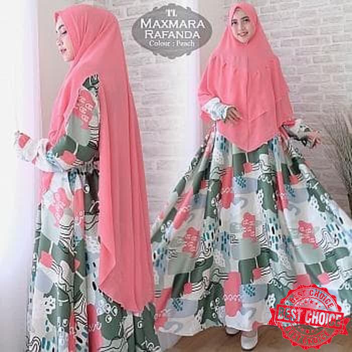 Baju Busana Muslim Wanita Gamis Syarii Maxmara Rafanda Peach Terbaru