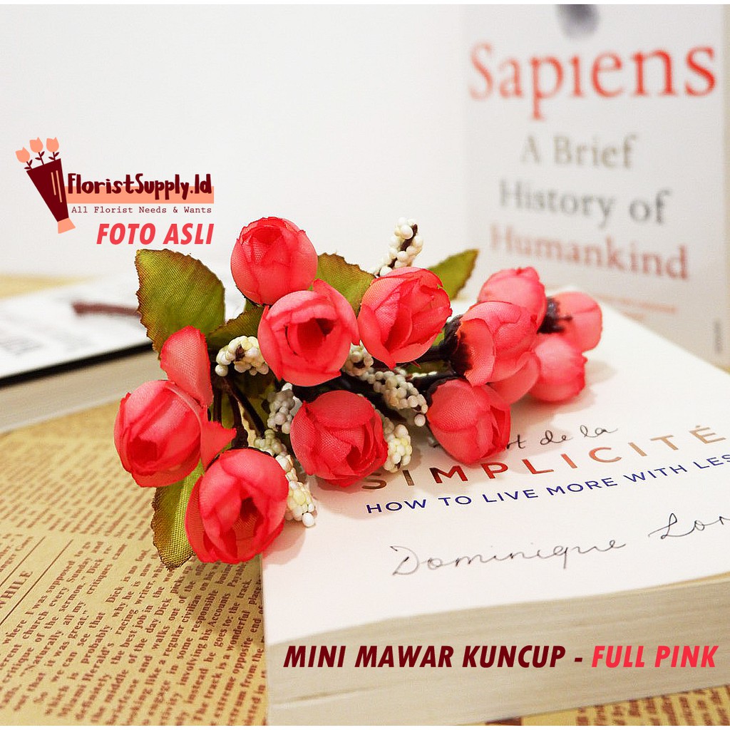 Mini Mawar Kuncup Bunga plastik / Artificial flower (1 kg isi 50 pcs)