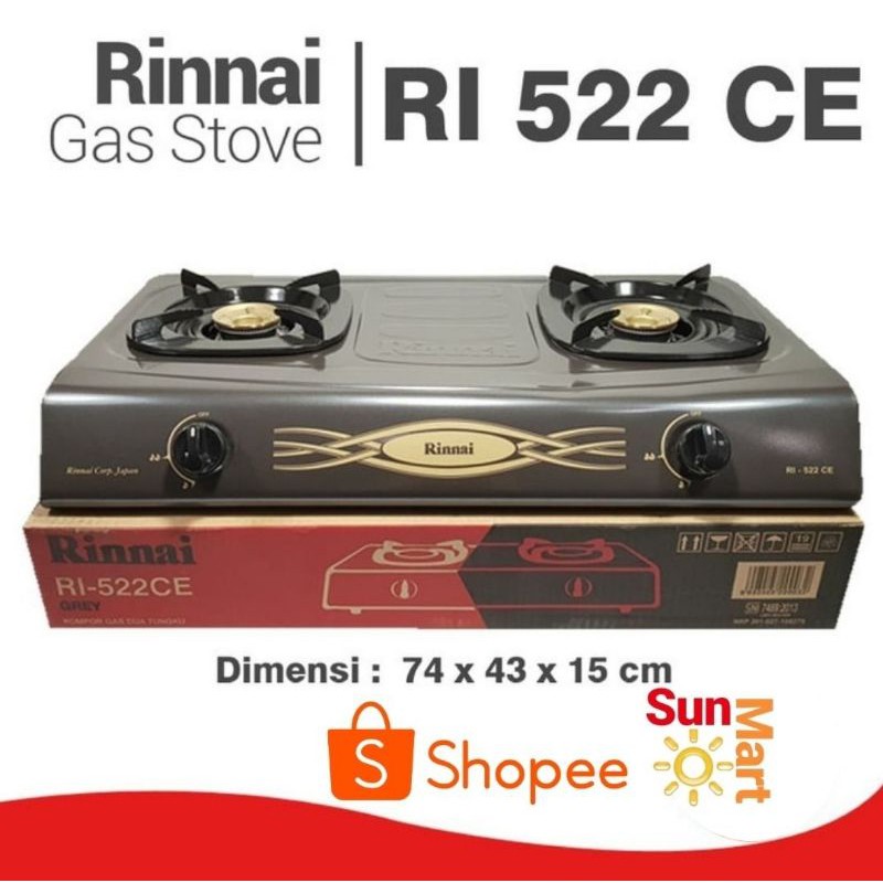 MURAH!! GAS STOVE Kompor Gas Rinnai 2 Tungku RI - 522 CE SNI