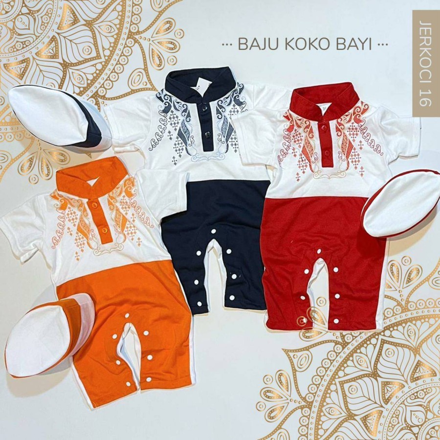 CHOCO - BJ352 jerkoci 0-12 bulan baju koko jumper romper dapat peci pakaian muslim anak bayi laki co