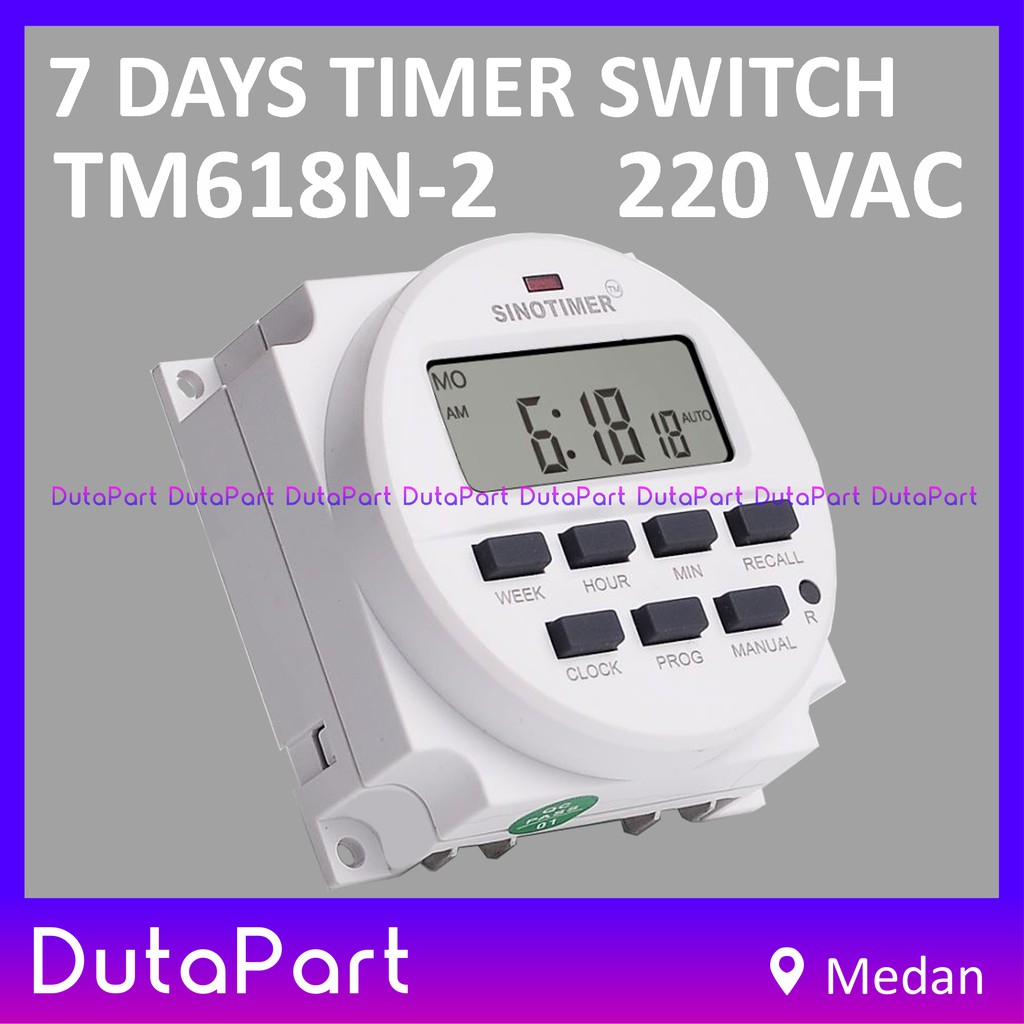 7 Days Weekly Digital Timer Switch 220VAC ORIGINAL SINOTIMER TM618N-2