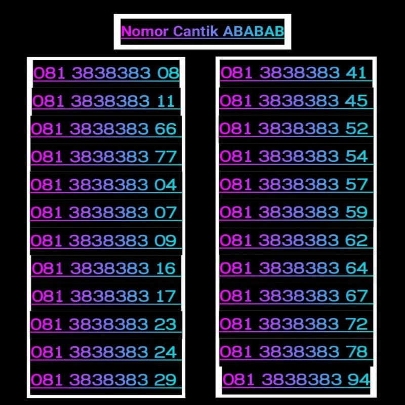 nomor cantik telkomsel simpati 383838 dan 838383 awalan 081