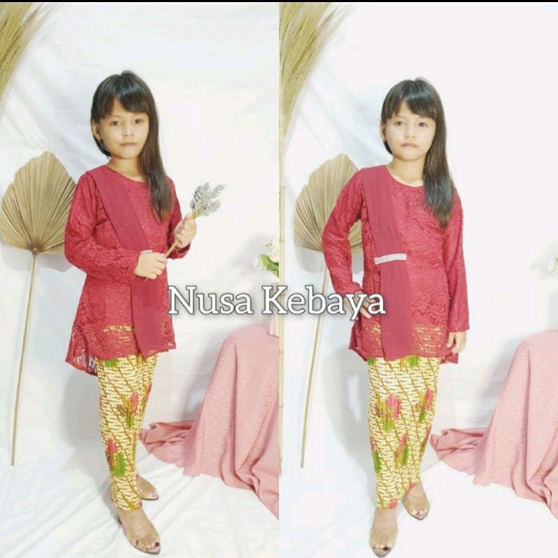 setelan kebaya aurora anak/set aurora selendang anak/kebaya wanita/pakaian anak/baju anak/kebaya