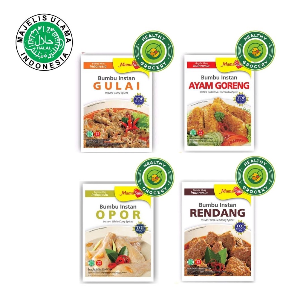 MamaSuka Bumbu Instan Gulai 25gr Opor 16gr Ayam Goreng 35gr Rendang 25gr