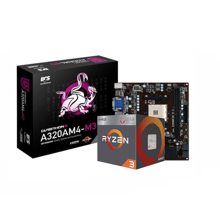 Paket Mobo AMD Ryzen 3 2200G + ECS A320AM4-M3D