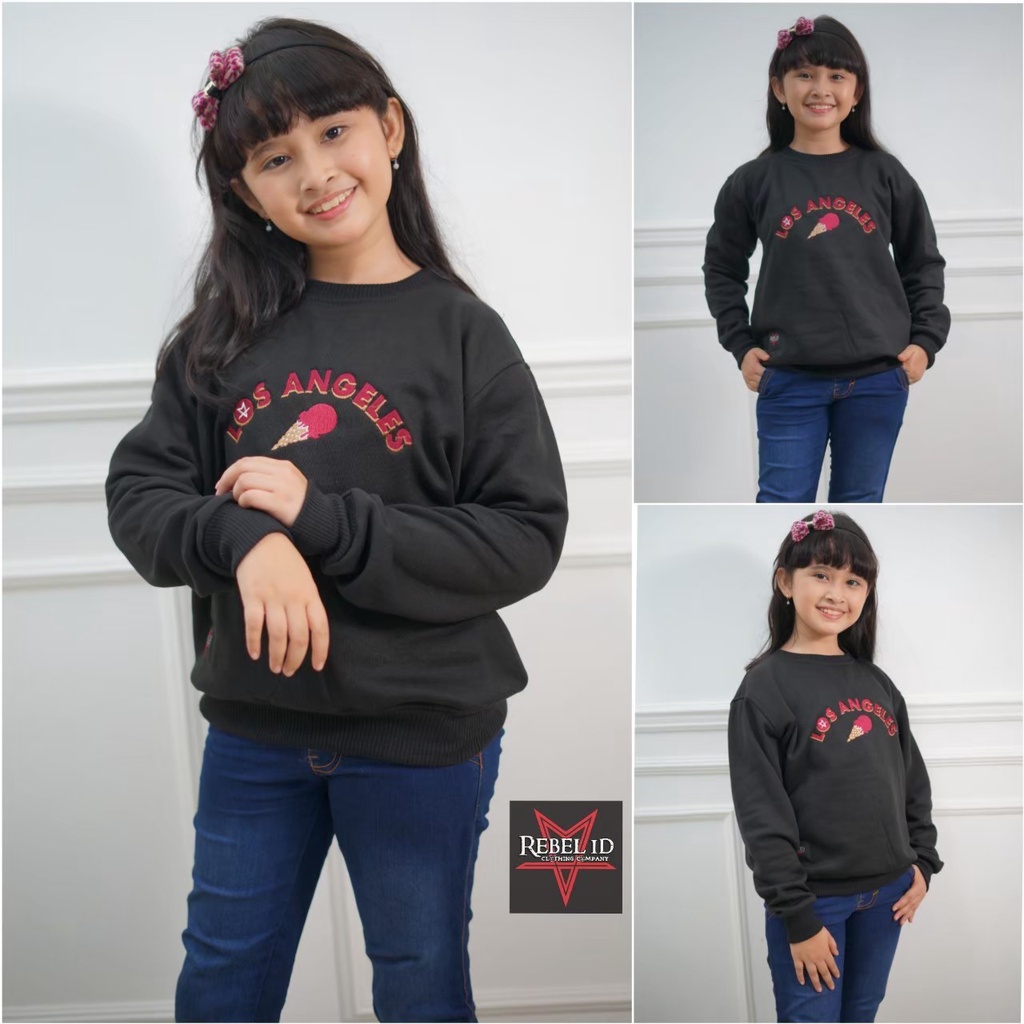 Sweater Kids Los Angeles | Fleece Cotton Tebal Anti Bacteri | Original REBEL ID | Dhea Fashion