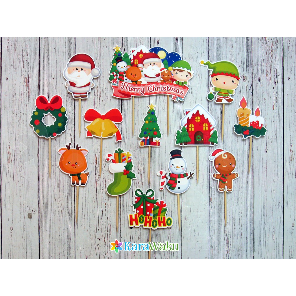 

Christmas Cake Topper - Hiasan Dekorasi Tusukan Kue Cupcake Pudding Natal - Santa Claus - Sinterklas