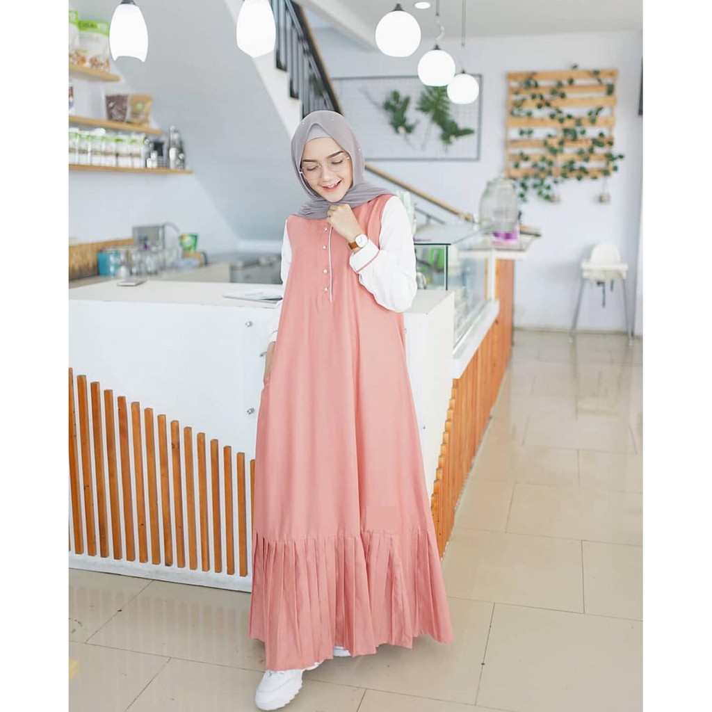 Gamis Dress Anak Syari Premium Elegan Mewah Branded Murah Pink Fanta