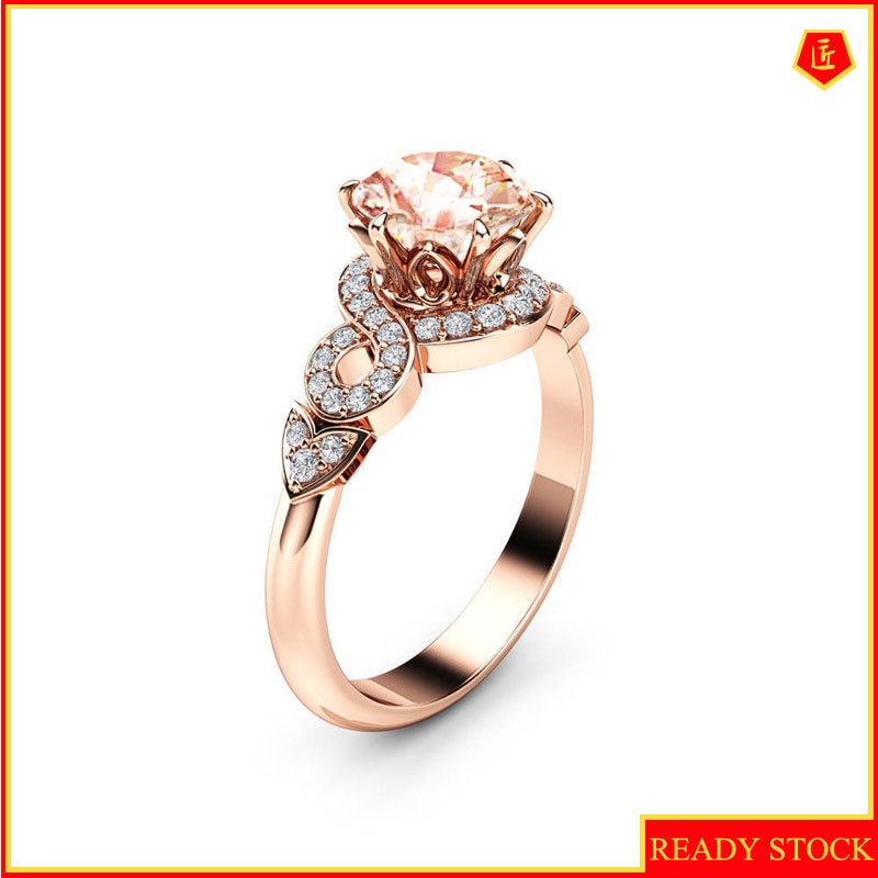 [Ready Stock]18K Rose Gold Creative Full Rhinestone Ring Elegant Fashion