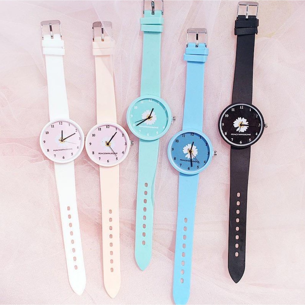 BAJ Jam Tangan Quartz Analog Korea Motif Bunga Daisy Untuk Wanita / Jam Tangan Bunga Import JF075