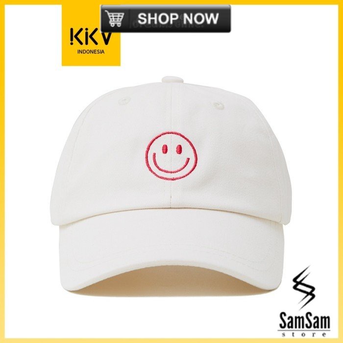 KKV Smile Emoji Hat Topi Baseball Cap Topi Bisbol Bordir Emoji Fashion - beige