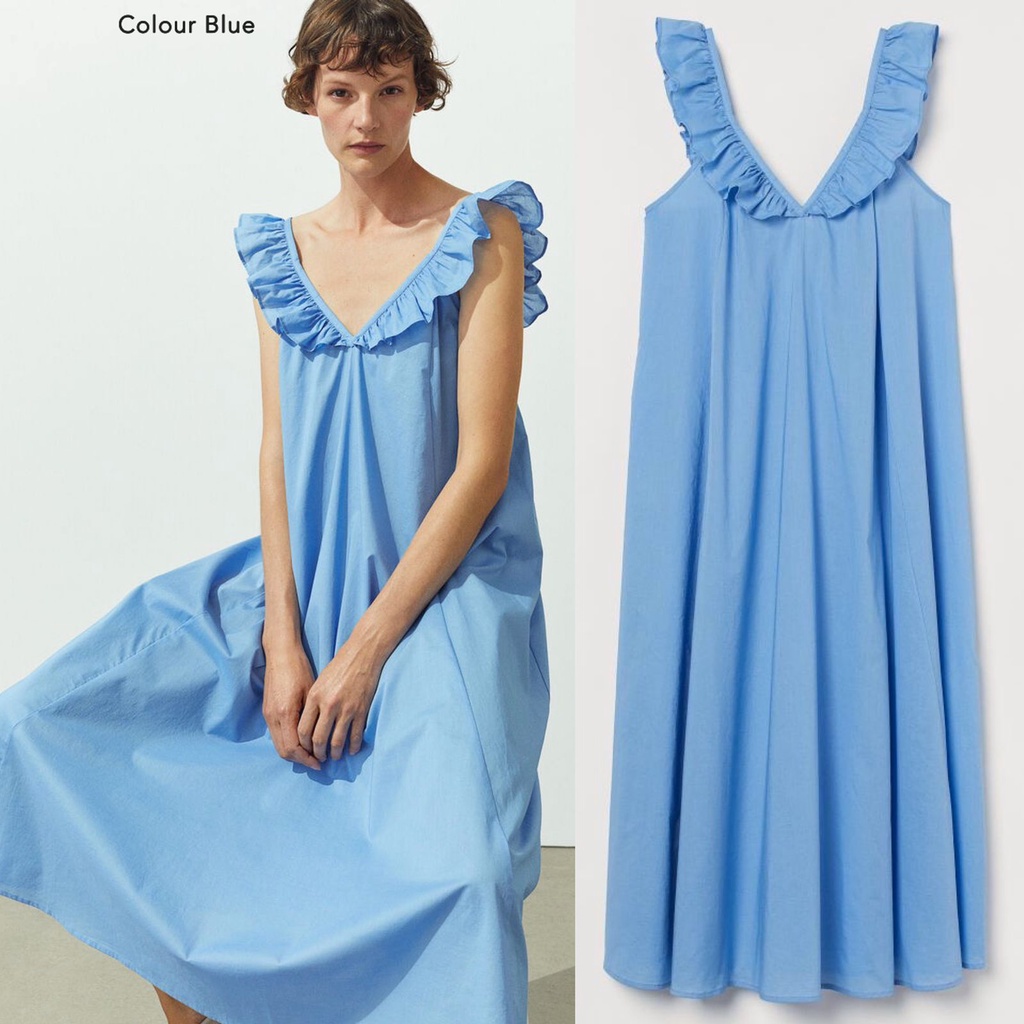 Hm cotton ruffle maxy dress