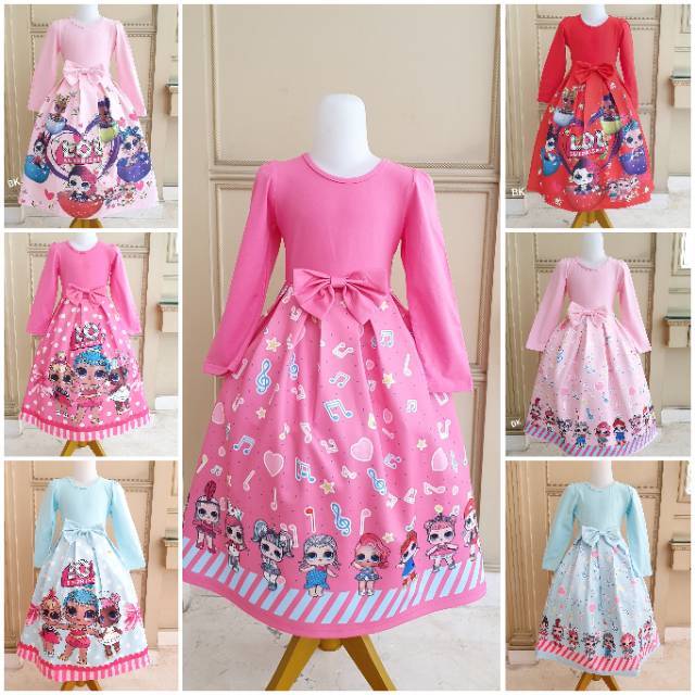 GAMIS LOL / DRESS PANJANG ANAK MOTIF LOL / DRESS PRINCESS ANAK  IMPORT