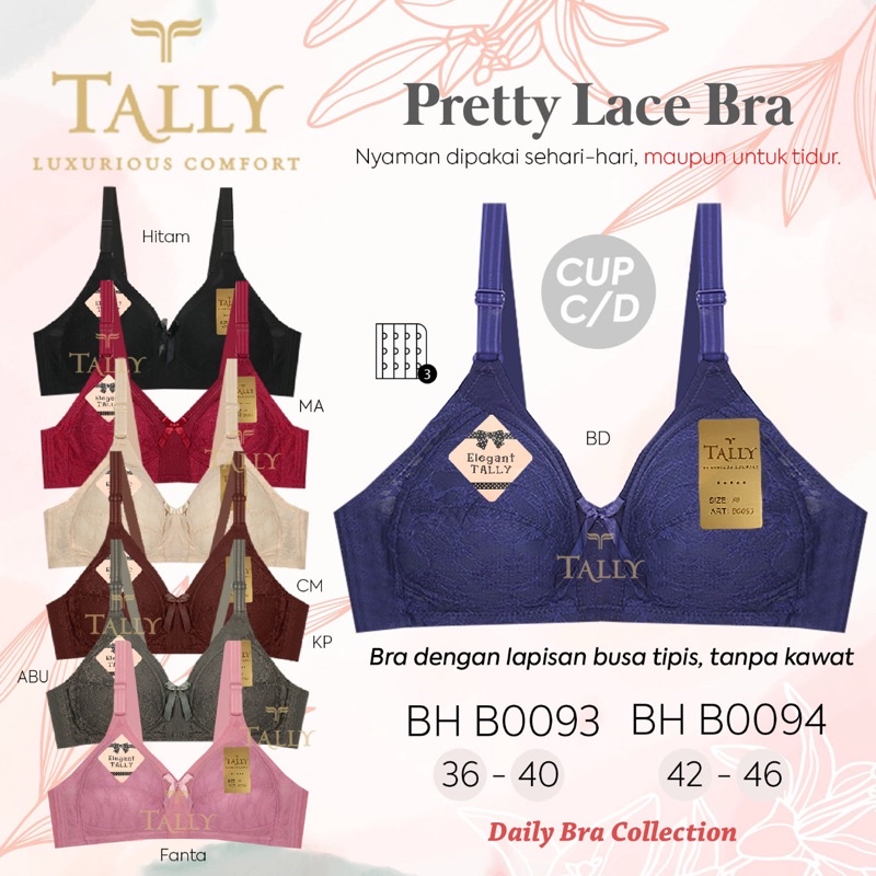 TALLY BRA BH B0093 I CUP C I TANPA KAWAT I TANPA BUSA I SIZE 36-40 | KAIT 3