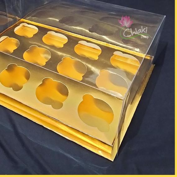 

➪ Box Mika Gold Uk 35 x 25 x T. 12 cm Cupcake Cake Pudding Tart Dus Emas Karton Tebal CHIAKI ➯