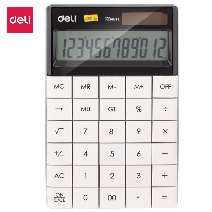 

CODE0A8 Deli E1589 White Calculator/Kalkulator-Modern Calculator 12-digit