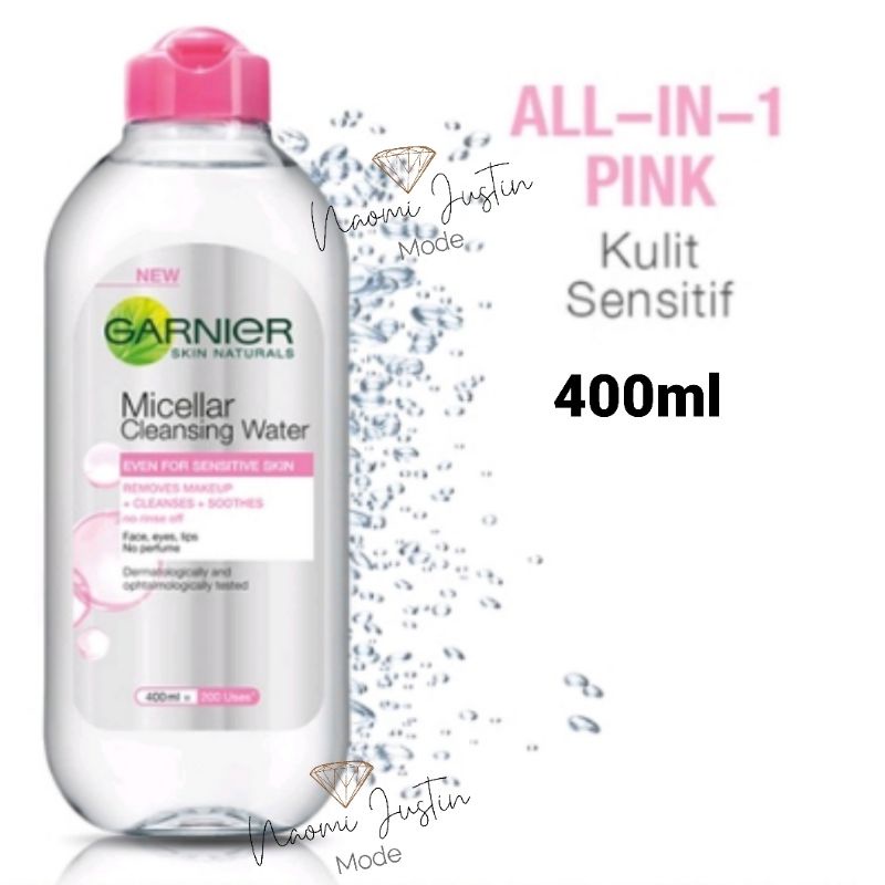 C Garnier Micellar Water Pink Skin Care 400 ml (Pembersih Wajah &amp; Makeup Untuk Kulit Sensitif)