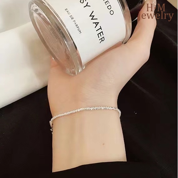 Gelang Tangan Rantai Sterling Silver 925 Simple Berkilau Untuk Wanita