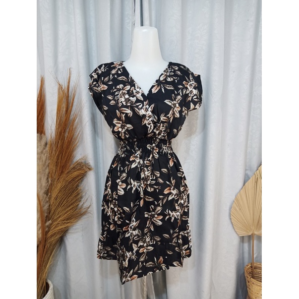 DASTER MINI MOZA RAMPEL BUSUI FRIENDLY MOTIF-Daun Kopi Black