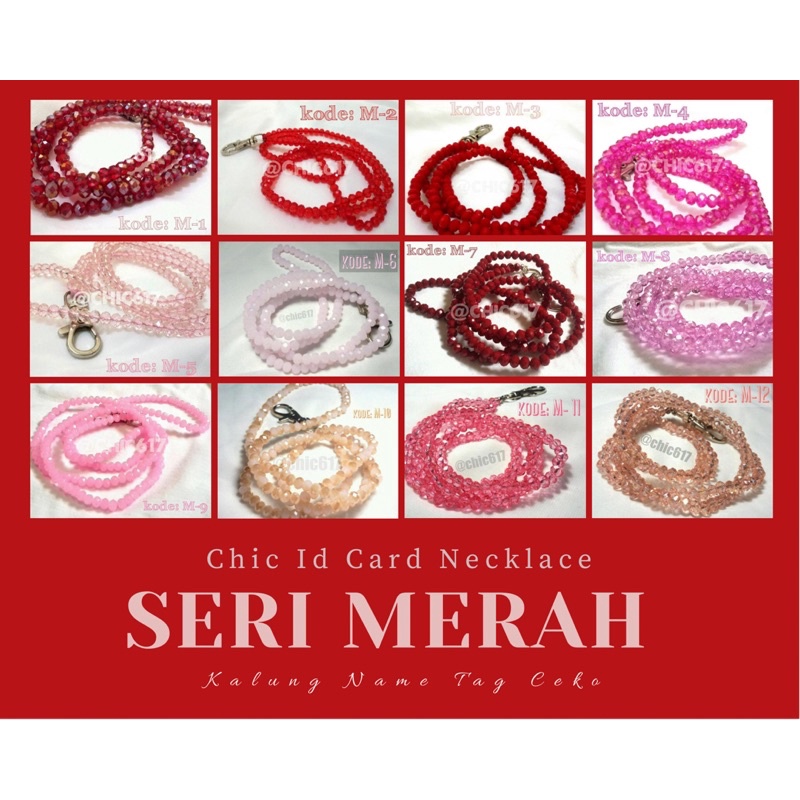 

Lanyard Beads Manik Kalung Name Tag Tali Nametag Mute Mote Id Card Necklace SERI MERAH