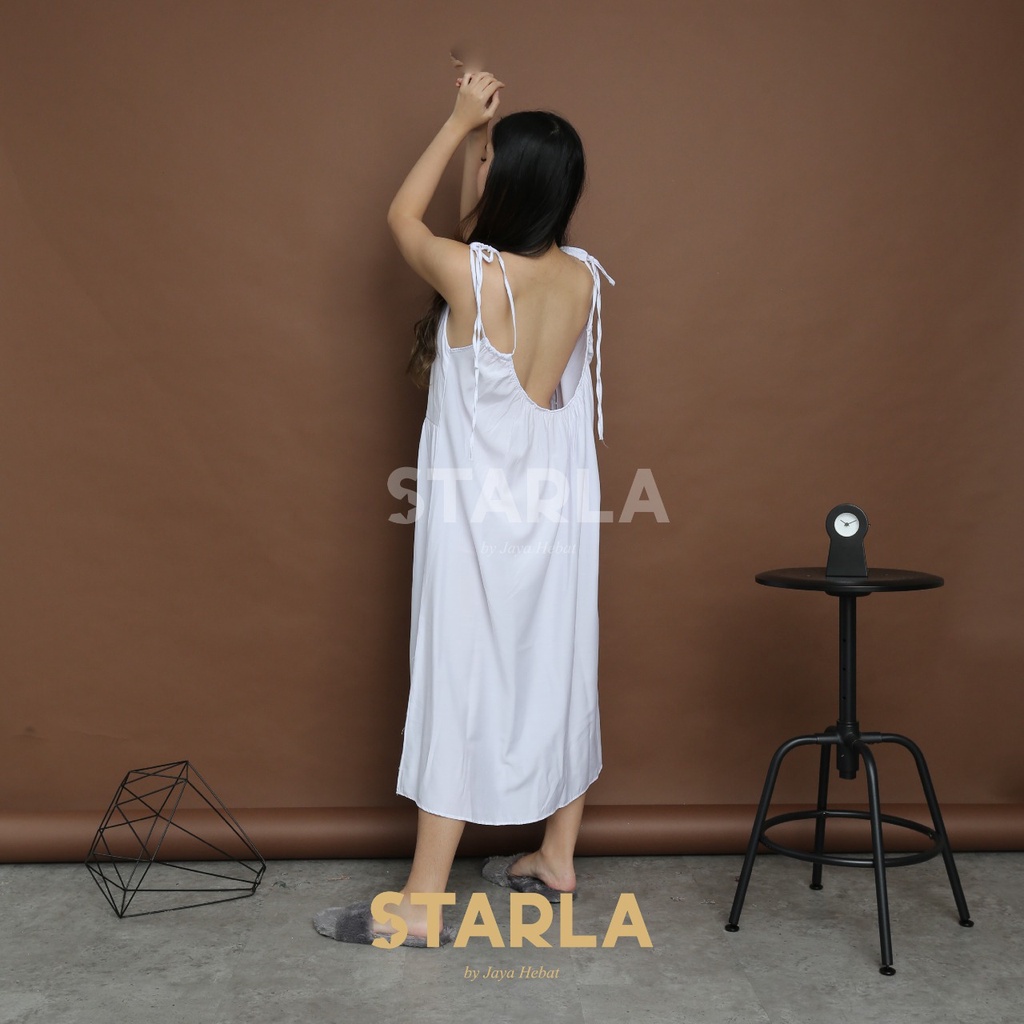 TANKTOP DRESS / DRESS WANITA CASUAL / LONG SILK TANKTOP DRESS / BAJU TIDUR WANITA LONG DRESS PLAIN RUFFLE DRESS WANITA CASUAL SLEEVELESS EVA STARLA