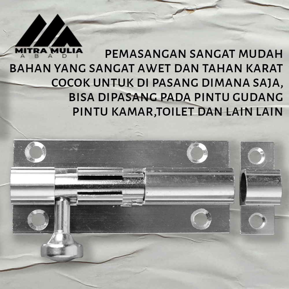 Slot Pintu Silver 3&quot; l Jendela Plat Tebal Grendel 3 Inch Inci l Barel Bolt | grendel slot pintu jendela 3 inch