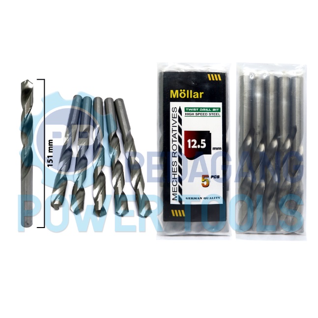 MOLLAR 1 SET 5 PCS MATA BOR BESI 12.5 MM MATABOR KAYU HSS DRILL BITS