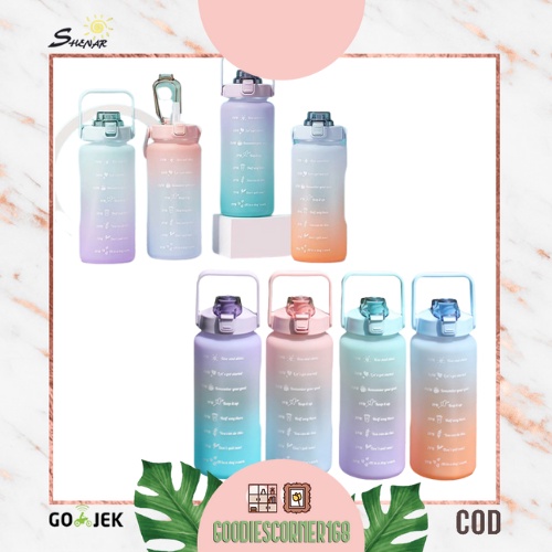 SHENAR BOTOL AIR MINUM 2 LITER  FREE STICKER JUMBO DENGAN TUTUP PEGANGAN/ VIRAL KEKINIAN TUMBLER QUI