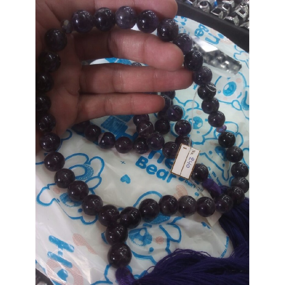 Tasbih Batu Kecubung ungu - Amethyst asli 100% natural tanpa pewarnaan