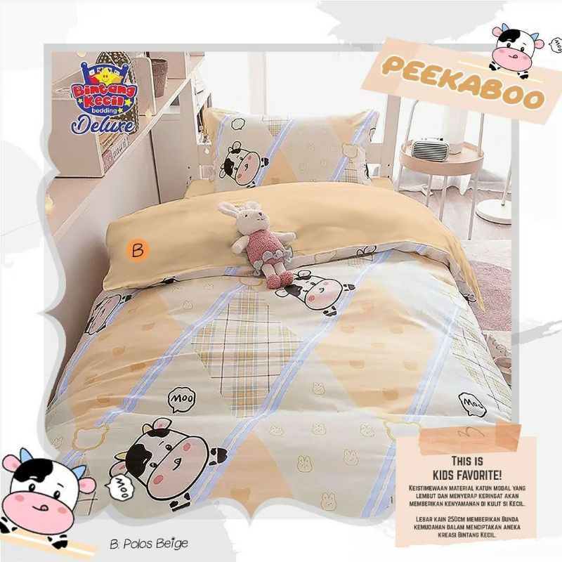 SPREI MOTIF MOO SAPI PINK MILK COW SEPRAI MURAH ANAK