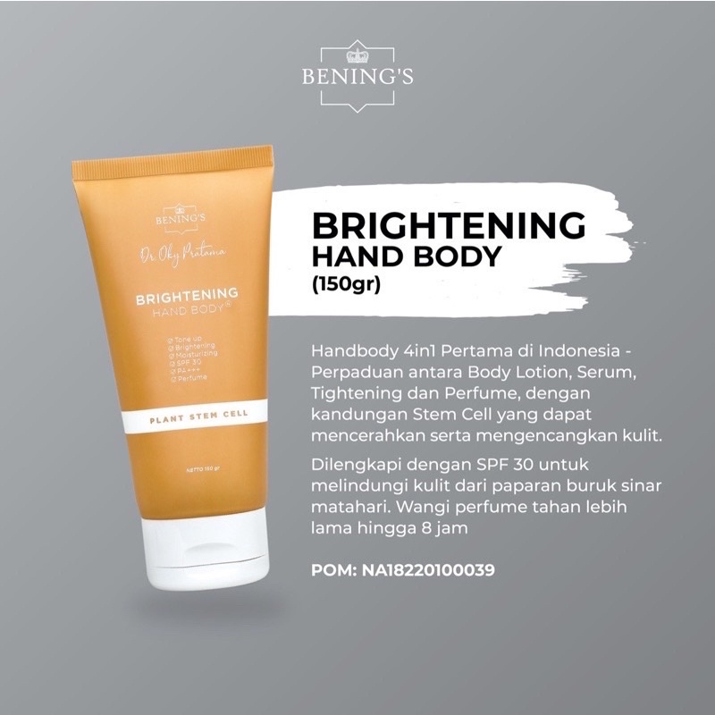 Bening's BRIGHTENING HANDBODY GOLD | LOTION PENCERAH BY Dr oky pratama