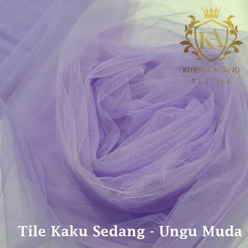 Kain Tile Tulle Kaku Sedang 100cm x 125cm meteran Per Meter Souvenir Dekorasi Wedding Veil Aksesoris-Ungu Muda