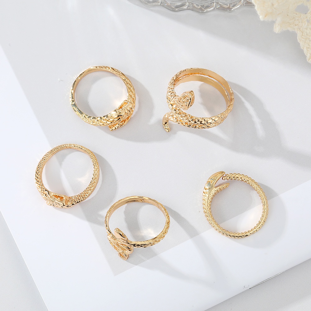 5pcs / Set Cincin Model Ular Untuk Wanita