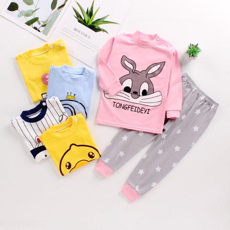 AIMEE CO baju tidur piyama pajamas lengan panjang impor halus adem murah bayi anak 1 2 3 tahun biru 