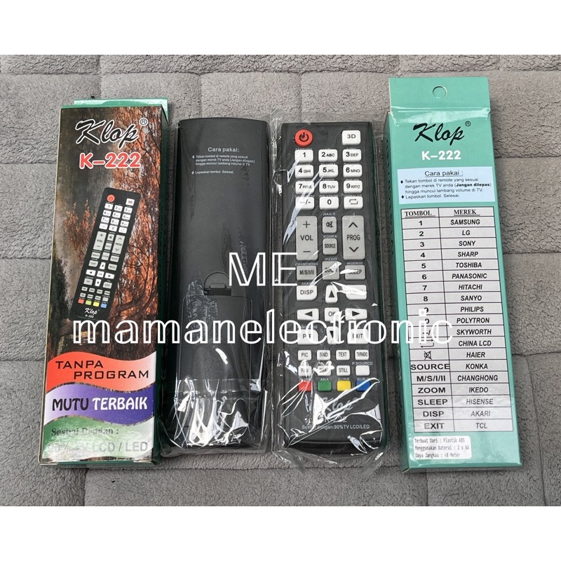 Remote Remot TV Universal KLOP 222 / Remote TV Untuk Segala Merk KLOP K-222