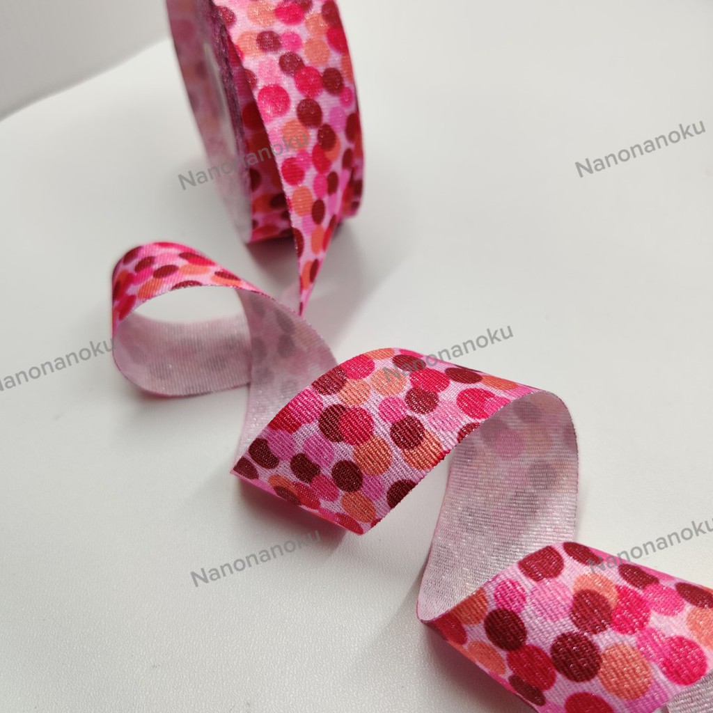 Pita Grossgrain 24 &amp; 36 mm Motif Polkadot Acak Pendar Glitter Hiasan Hampers Souvenir Mahar