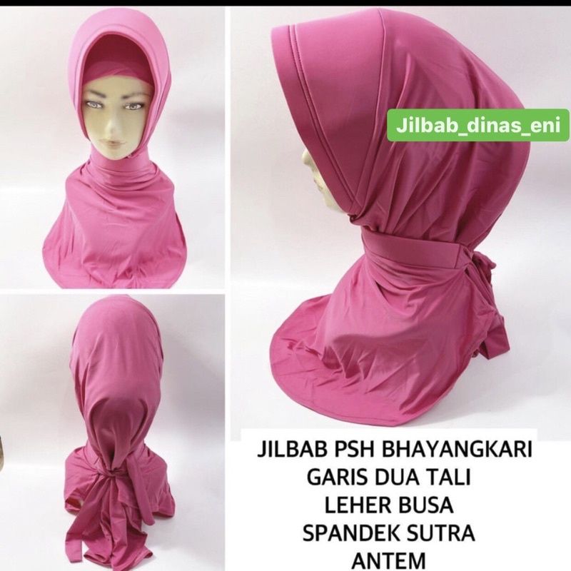 JILBAB PSH BHAYANGKARI PET 9CM GARIS DUA TALI IKAT LEHER BUSA