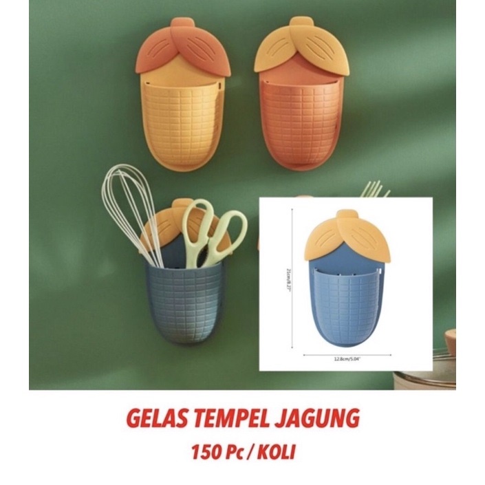 Gelas Tempel Jagung Gantungan Serbaguna Motif Gantung Serbaguna / Tempelan Multifungsi / Rak Gantung Kamar Mandi / Gantungan Tanpa Bor / Gelas Jagung / Gelas Sikat Odol Serbaguna