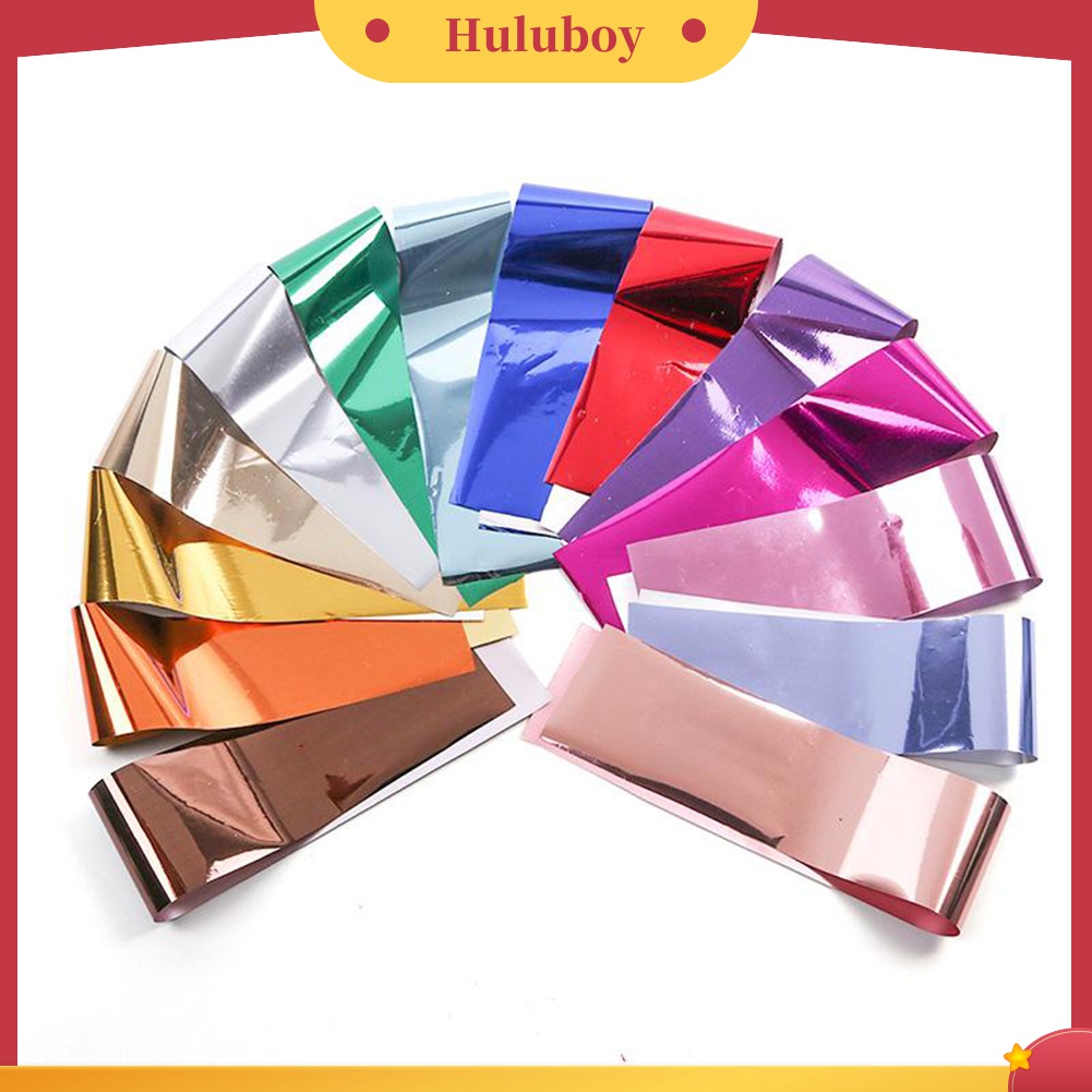 Huluboy Huluboy♡ 14 Lembar Stiker Kertas Transfer Laser Bentuk Bintang Multi Warna Untuk Dekorasi Manicure