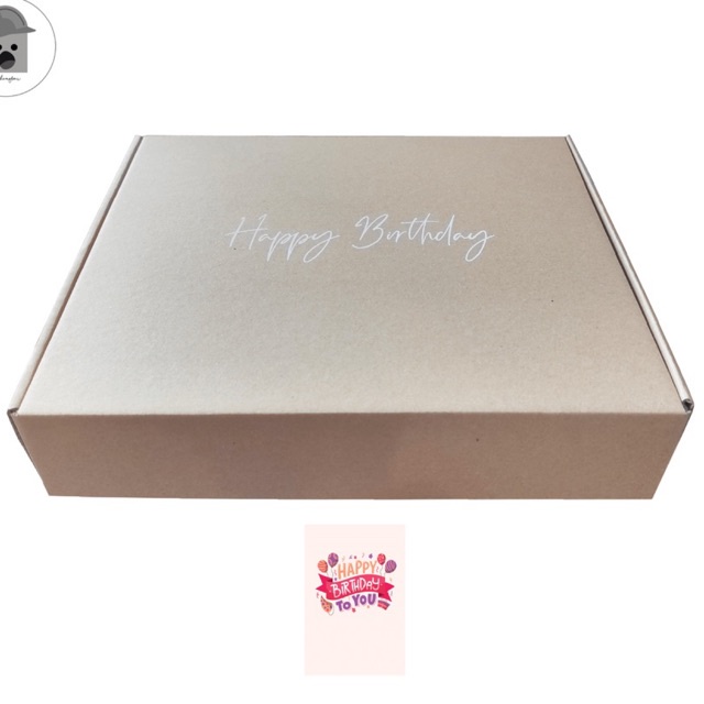 happy birthday box dengan sticker siap dipakai cocok banget buat kado ultah kardus packaging