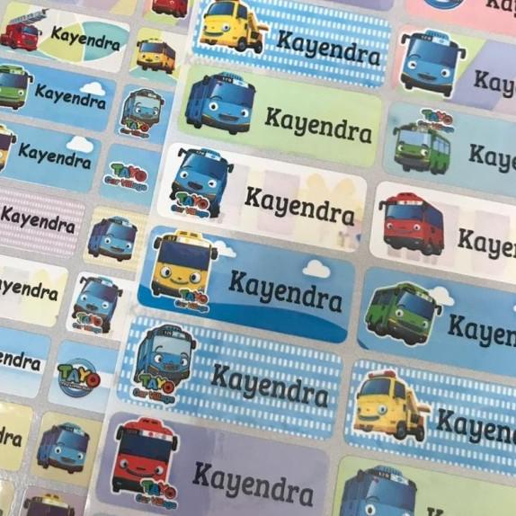 

✼ Label Nama Stiker Waterproof Sticker anti air Tayo little bus kecil - M ✫