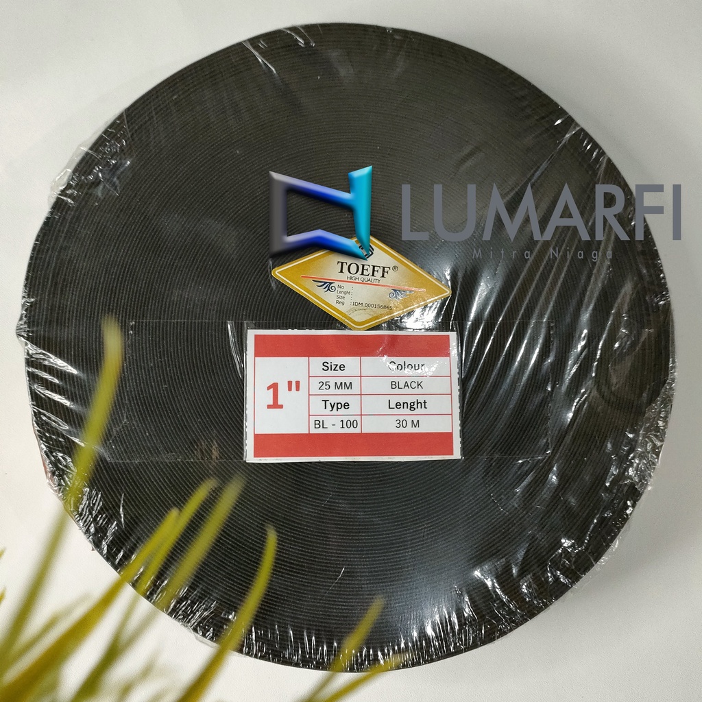 [ROLL] Tali Webbing Tali Karet Tali Elastis 3/4" 2 cm 1" 2,5 cm 11/4" 3 cm 11/2" 3,6 cm Hitam Putih 