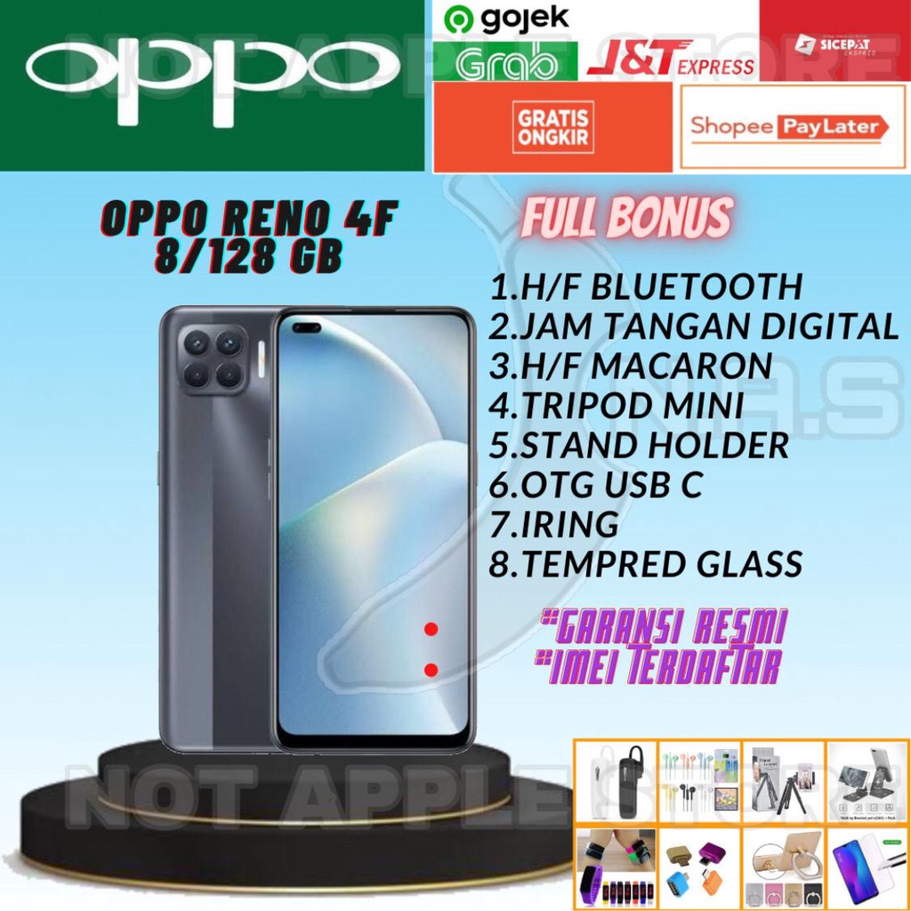 OPPO RENO 4F RAM 8/128GB NEW BARU GARANSI RESMI