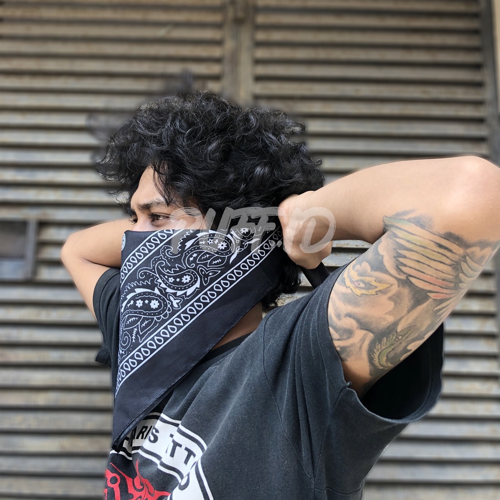 Puff.id - Original Premium Slayer Scarft Bandana Bahan Tebal Warna Hitam Sesuai dengan FOTO - CK1