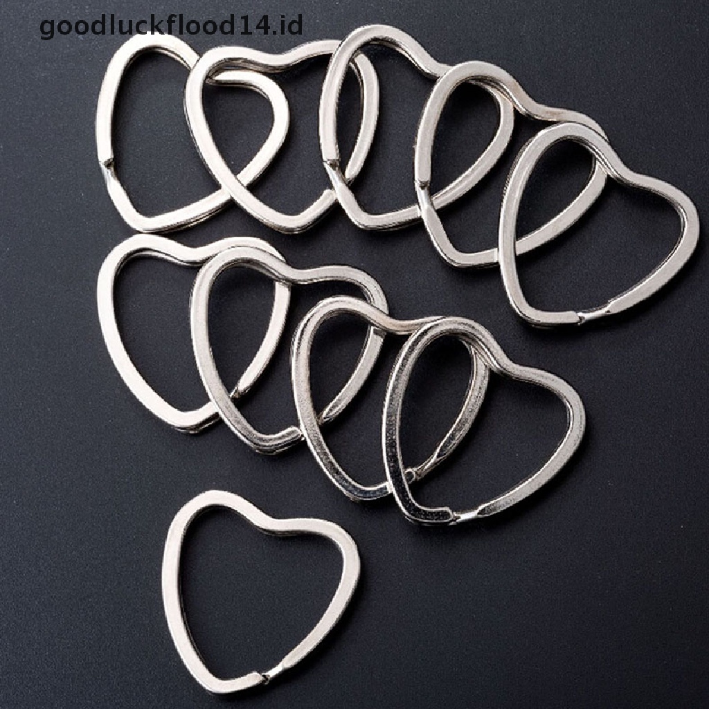 [OOID] 10PCS Heart Metal Key Holder Split Rings Keyring Keychain Hoop Loop DIY ID