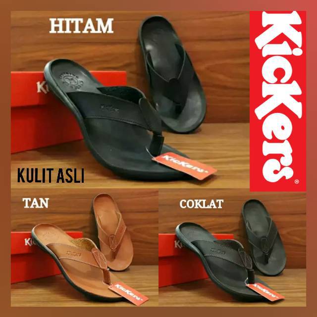 SANDAL JEPIT PRIA KICKERS KULIT / SENDAL COWOK KASUAL / SANDAL KULIT PROMO / SANDAL LEBARAN TERLARIS