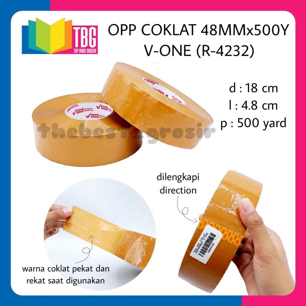 

1 ROLL OPP COKLAT 48MMX500Y V-ONE (R-4232) - ISOLASI LAKBAN BESAR 500 YARD