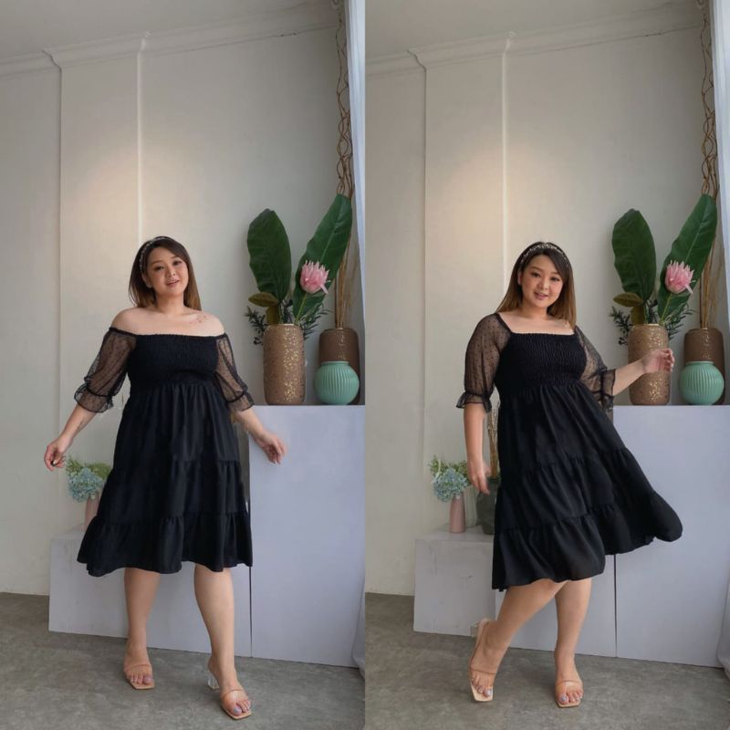 JENNIE Smoke Dress Jumbo | Dress Sabrina Full Karet Big Size | luxury things Dress Korea Style Plus 