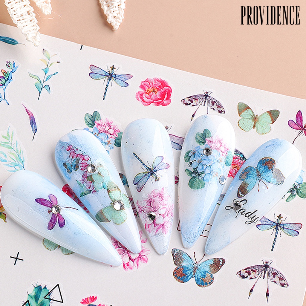 Providence Watercolor Nail Flower Sticker Various Patterns Ultra Thin Floral Leaf Transfer Slider Nail Foils for Manicure