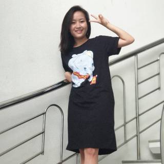 DRESS PANJANG KAOS  DUMBO UKURAN  JUMBO  HITAM DRESS BUMIL 